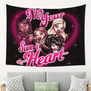 "Hot Your Sweet Heart" Tapestry -  Starry Hearts, Horizontal Art Print For Bedroom, Dorm, Party Decor Wall Hanging