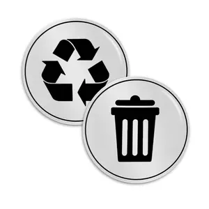 Trash and Recycle Stickers Set of 2 | UV Stable & Weatherproof Signs Stainless Steel