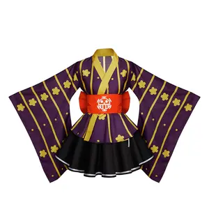 Anime Fanart Inspired Kimono Cosplay Costume for Women, Traditional Japanese Style Outfit with Printed Pattern, Soft Fabric Kimono Robe Set for Comic Con Party Halloween Cosplay Event Daily Wear