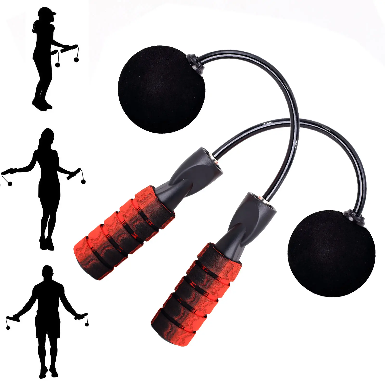 EIGIIS Cordless Jump Rope for Fitness Workout, Tangle Free Ropeless Skipping Rope with Anti-Slip Memory Sponge Handles, Indoor Silent Weighted Speed Fitness Rope for Men Women Home Gym Exercise