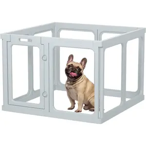 Clear Acrylic Dog Playpen Planes Transparent Dog Fence Indoor, Sturdy Pet Pen for Puppy/Small Dog/Rabbit/Pig, Easy Assemble & Cleaning Plastic Whelping Box Enclosure（Self-pickup orders support FedEx, AmazonShip, and UPS logistics channels.）