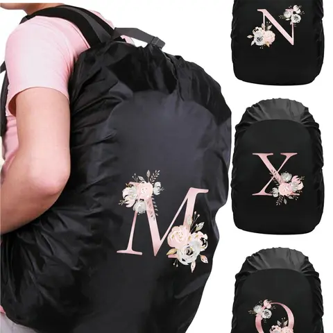 Letter  & Flower Pattern Backpack Rain Cover, Waterproof Backpack Dustcover, Outdoor Hiking Climbing Bag Cover, Travel Accessories, Fabric Cover
