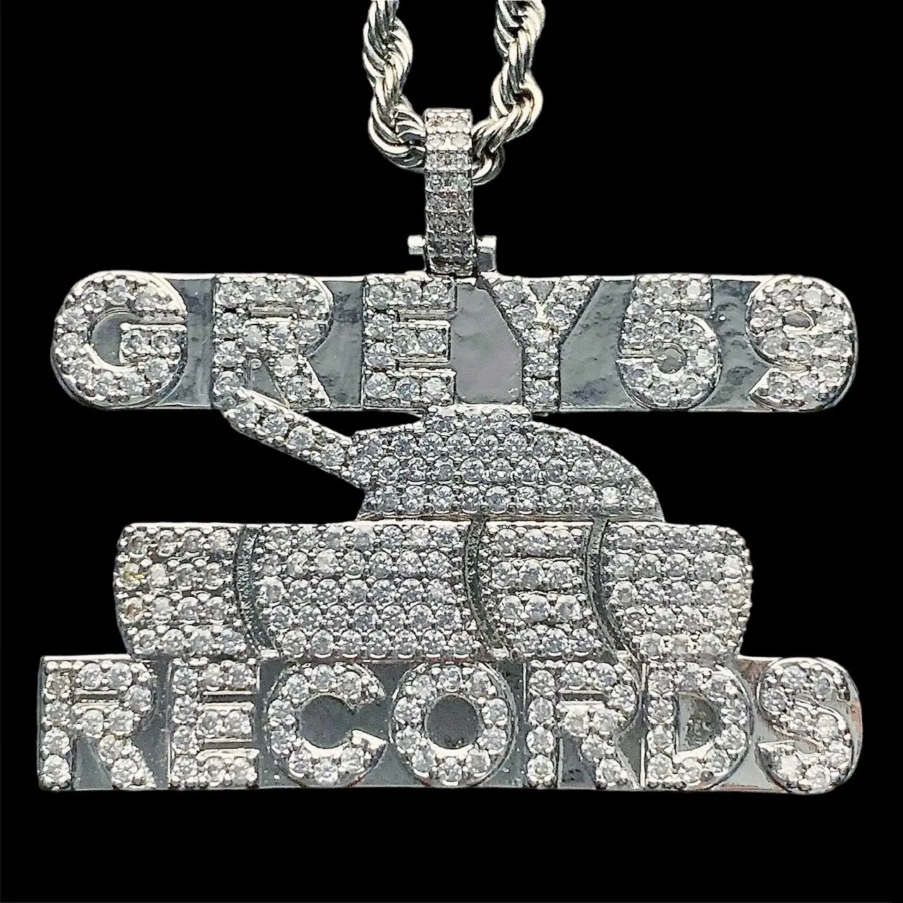 Iced Out GREY59 Tank Necklace 1.5" Cubic Zirconia Pendant Silver Plated Brass $uicideboy$ G59 Pendant with Choice of Chain High GREY59 Suicideboys Quality Jewelry Free Gift Included