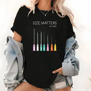 Funny CNA Nurse Tee – 100% Cotton Needle Size Matters Nursing Shirt