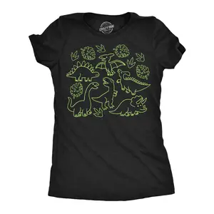 Womens Funny T Shirts Doodle Dinos Sarcastic Dinosaur Tee For Ladies Funny Womens T Shirts Cute Vintage Fashion Casual Ladies T-Shirt Gift Funny Dinosaur Top Women's Novelty Tees Black -