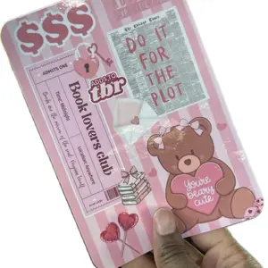 Pink Teddy Bear Insert for Kindle Basic E-Reader Clear Case