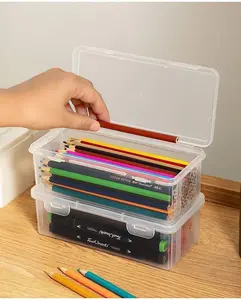 Pencil Box, Large Capacity Pencil Boxes 2 Compartments, Hard Pencil Case with Snap-tight Lid, Plastic Storage Organizer Box for Girl Boy (Clear)