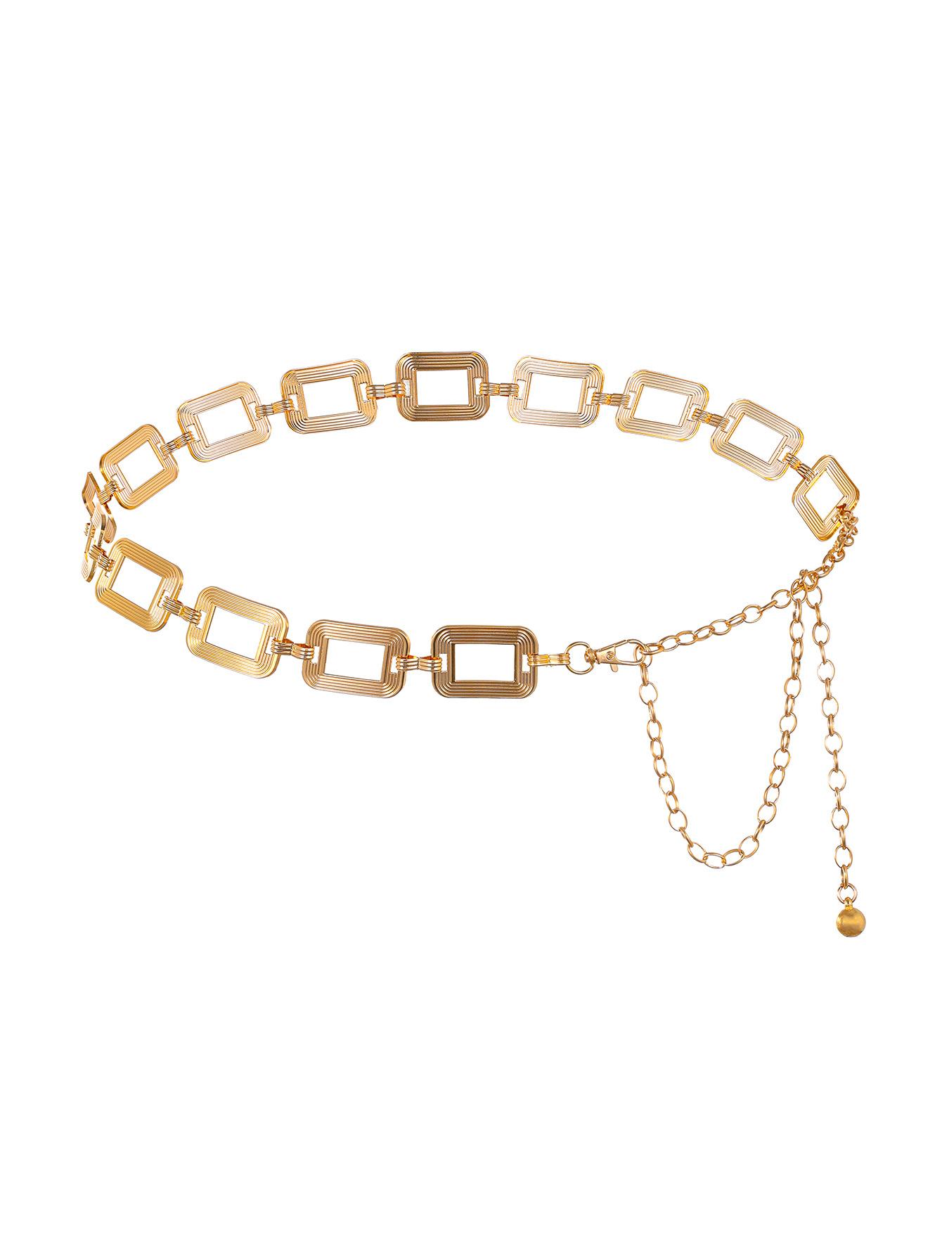 Gold Tone Square Link Waist Chain Belt for Women, Layered Metal Chain Belly Body Chain with Tassel, Punk Hip Hop Waist Jewelry for Jeans Skirt, Festival Party Accessory, Unique Gift for Her dad to daughter necklace gift Black Heart Tassel Long Earrings