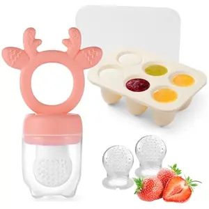 Baby Fruit Food Feeder with Breastmilk Popsicle Molds,Teething Toys Silicone Teethers for Babies 3-12 Months for Baby Feeding Gift