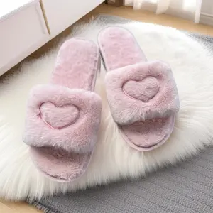 Sweat Heart Slippers Indoor Soft Slippers with Heart Print in Multiple Colors Quiet and Warm for Home Use Plush Slippers Women's Slippers Footwear Girl