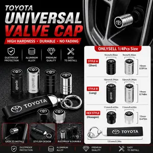 1/4Pcs Car Logo Metal Decoration Logo Tire Dustproof Waterproof and Splashproof Valve Cover Decoration Car Accessories Universal for Toyota Corolla C-hr Rav4 86 Avensis T25 Auris Land Cruiser Yaris Hilux Prius Camry
