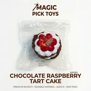 Final Sale | Chocolate Raspberry Tart Squishy |   Super Satisfying Stress Relief - Kids Toys Food-Grade Silicone Slow-Rising Rebound Squishy Fidget Toys for Stress Relief - Soft Squeeze Toys with Thick Creamy Slime TextureHandmade Non-Toxic