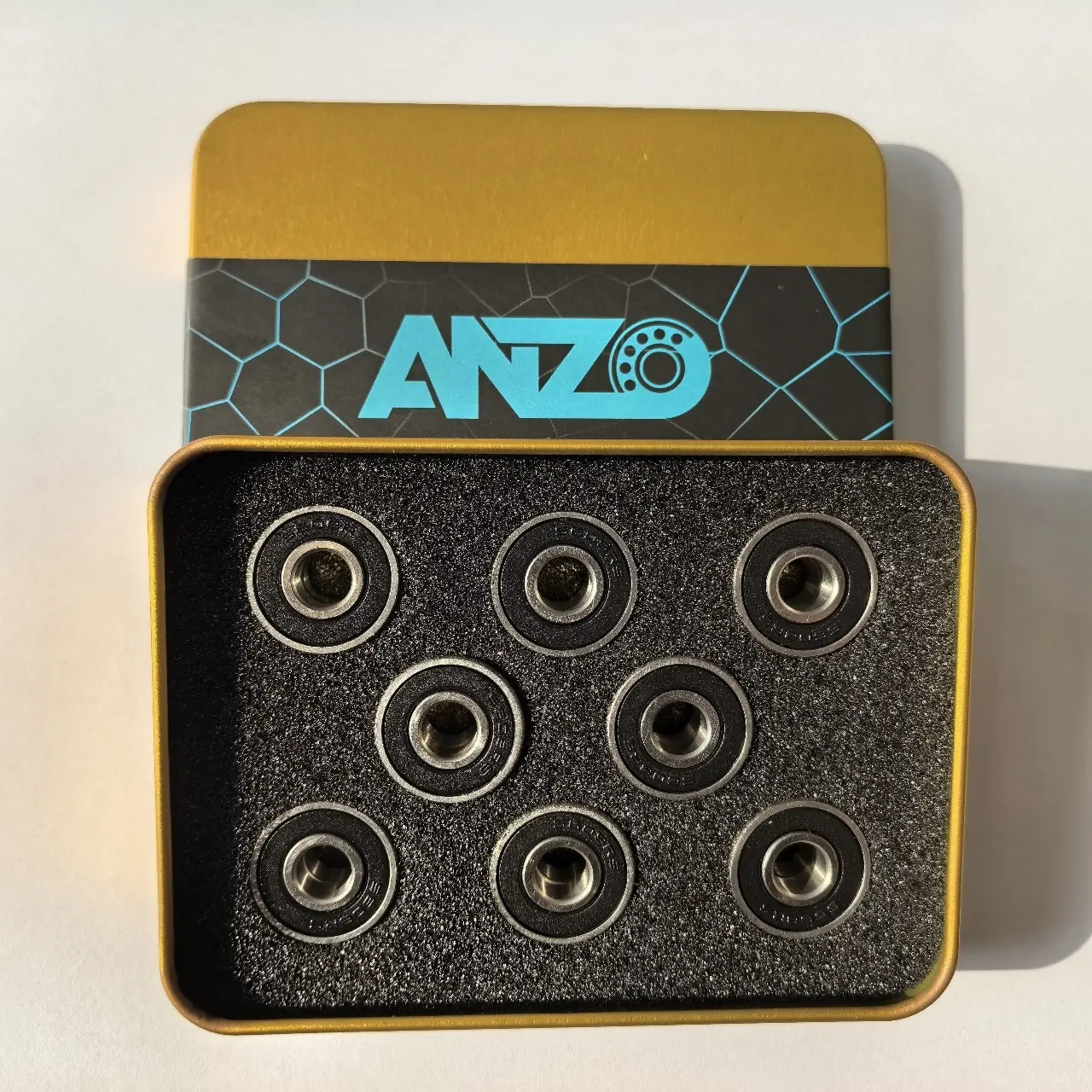 ANZO Ceramic Skateboard Bearings 16 Pack, 608 RS Hybrid Si3N4 Ceramic Ball Bearings with Stainless Steel Rings, Double Rubber Sealed High Speed Bearings for Inline Skates Roller Skates Skateboard Longboard Scooter