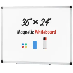 Magnetic White Board Kit for Wall 36" x 24", 1 Dry Eraser & 2 Multicolor Markers & 4 Magnetic Pins, Sliver Reinforced Aluminum Frame for Home, School, Office