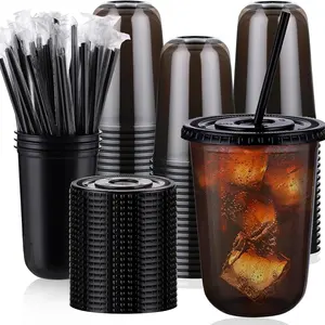 20/50pcs Plastic Cups, 16oz Handleless Disposable Cocktail Glasses, Cute Transparent Party Cups for Weddings, Halloween, Festivals, Clear Plastic Cups