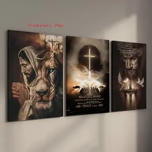 3-Piece Set   Religious-Themed Canvas Art, Redemption and God Series, Cross Art Bible Wall Decor, Religious Cross Print, Waterproof Canvas Wall Art, Gift-Grade Artistic Murals, Suitable for Living Room, Bedroom, Dining Room, and Hallway Wall Decorations