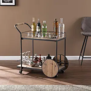 Furniture Reclaimed Wood Bar Cart, Natural