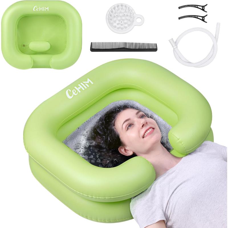 Inflatable Shampoo Basin - Portable Shampoo Bowl, Hair Washing Basin for Bedridden, Disabled,Injured, Hair Wash Tub for Dreadlocks and at Home Sink Washing (Silver)