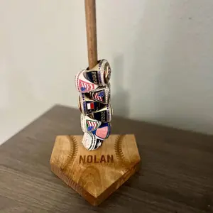 Personalized Wooden Engraved Baseball Ring Holder - Customized with Name - Unique Baseball Fan Gift