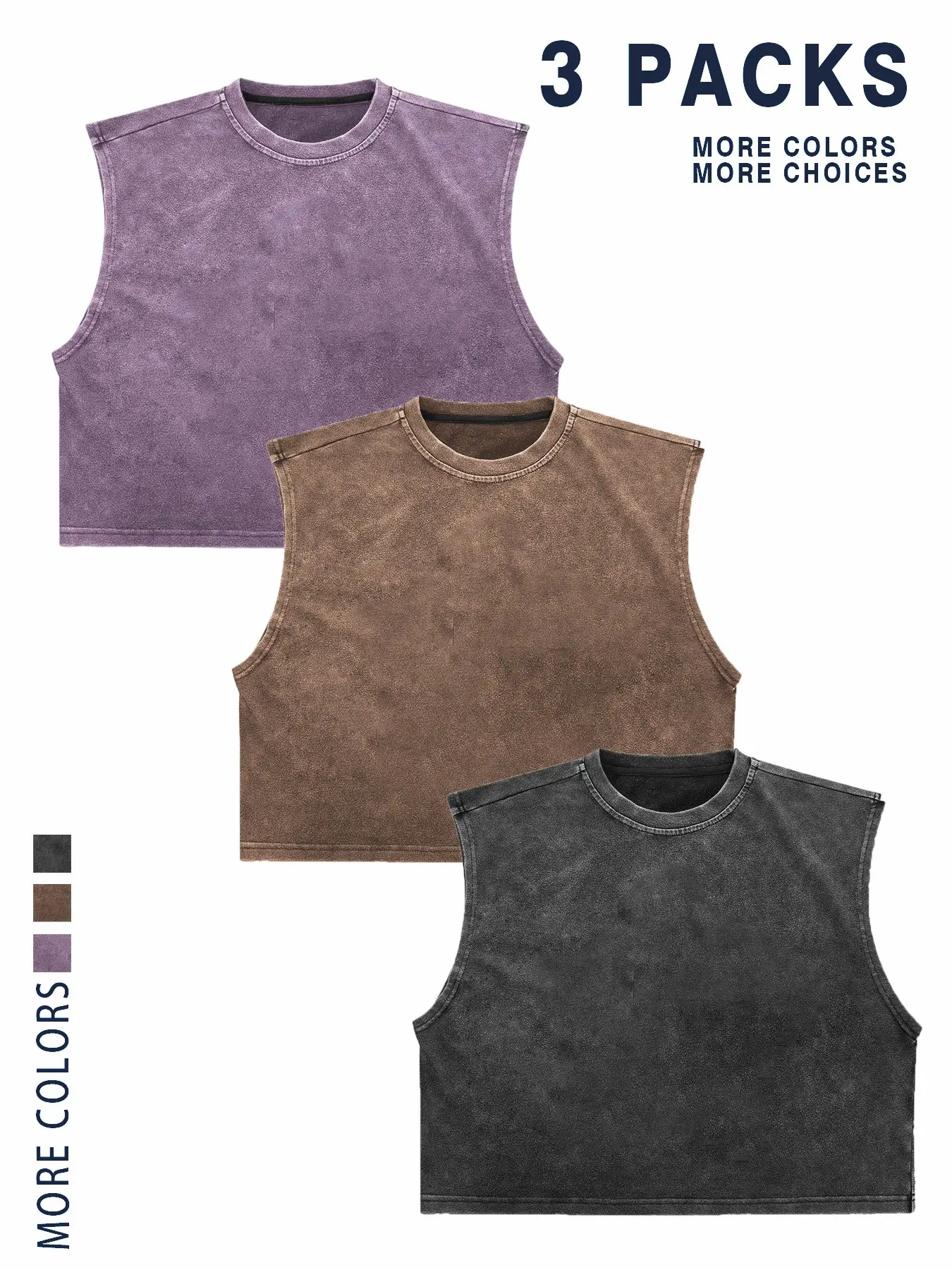 【TDOTW】4-Pack Acid-Wash Sleeveless Tank Tops – Men's Casual Daily & Workout Outfits, Soft Cotton Blend Fabric, Relaxed Fit, 4-Pack Set, Multi-Color Washed Style 【TDOTW】4-Pack Acid-Wash Sleeveless Tank Tops – Men's Casual Daily & Workout Outfits, Soft Cotton Blend Fabric, Relaxed Fit, 4-Pack Set, Multi-Color Washed Style
