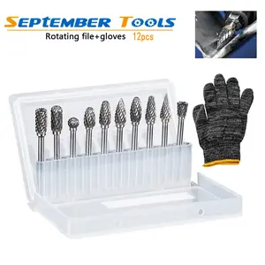 12pcs Rotary Alloy Grinding Head Deburring Tool Used for Wood and Metal Carving Cutter