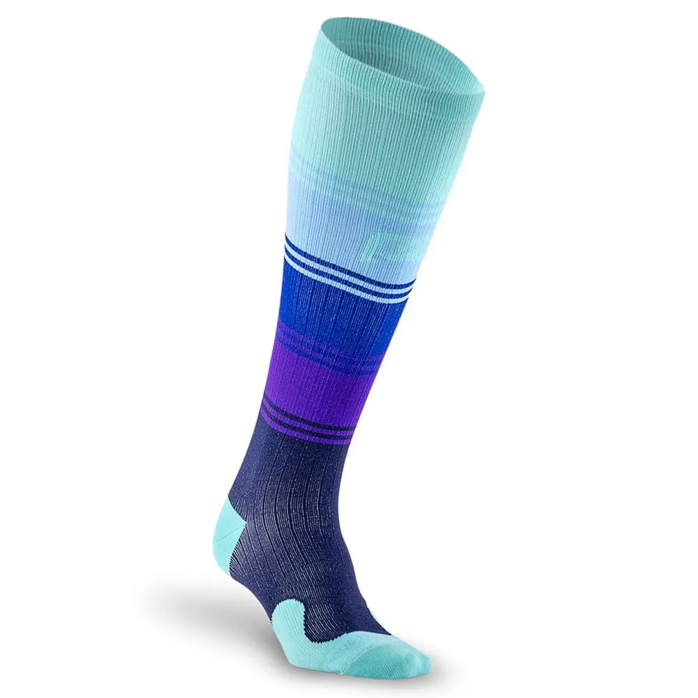 Marathon Minnesota Lakes Pattern Knee High Compression Socks for Running, Training, Work and Recovery - Wide Calf Sizes, Graduated Compression 20-30 mmHg, Moisture Wicking, Made in USA