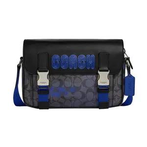 COACH Track 27 Multifunctional Pocket Coated Canvas and Leather Crossbody Bag for Men in Monogram and Blue