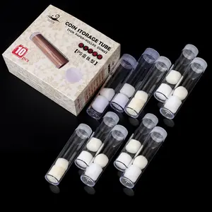 10Peieces Round Clear Plastic Store Round Clear Plastic (Penny Cent) Size  Storage Tube Holders Screw on Lid