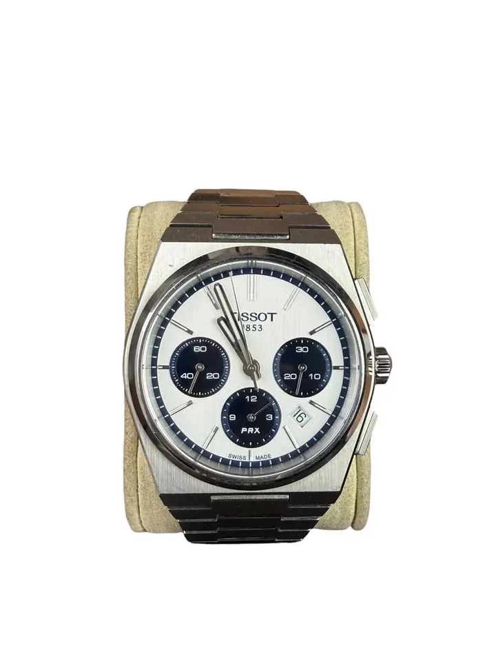 Pre-owned Tissot PRX Chronograph 42mm White & Navy Dial