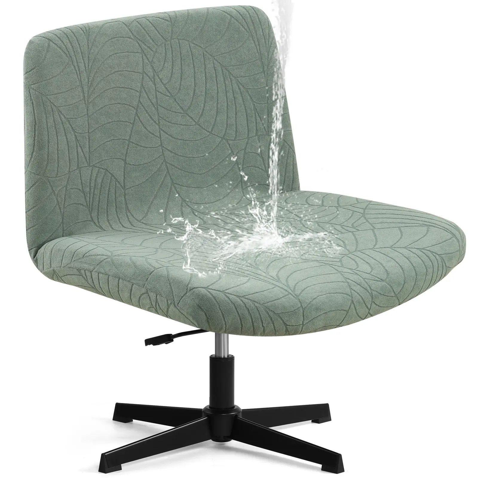 FULOON waterproof Criss Cross chair cover, Jacquard leaf Criss Cross chair cover, Armless wide chair cover,  Modern mid back characteristic chair cover, Dressing table slipper rotating chair protective cover summerwins