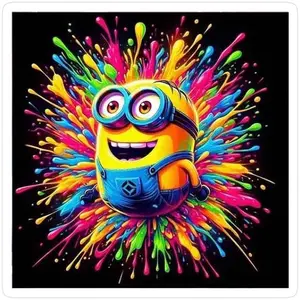 1 DIY diamond painting kit, 5D diamond art set, DIY decoration, Minion, colorful, splash diamond painting kit with full round diamonds, mosaic, diamond art, DIY art home decor, suitable for Christmas.