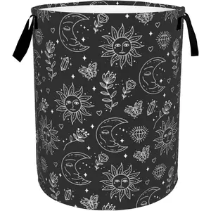 Bohemian Moon Laundry Basket, Foldable Butterfly Flower Storage Bin, Toy Organizer, Room Decor Gift, Clothes Storage Basket, Bedroom Organizer, Collapsible Laundry Hamper