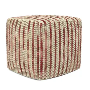 Zoey Cube Pouf in Maroon