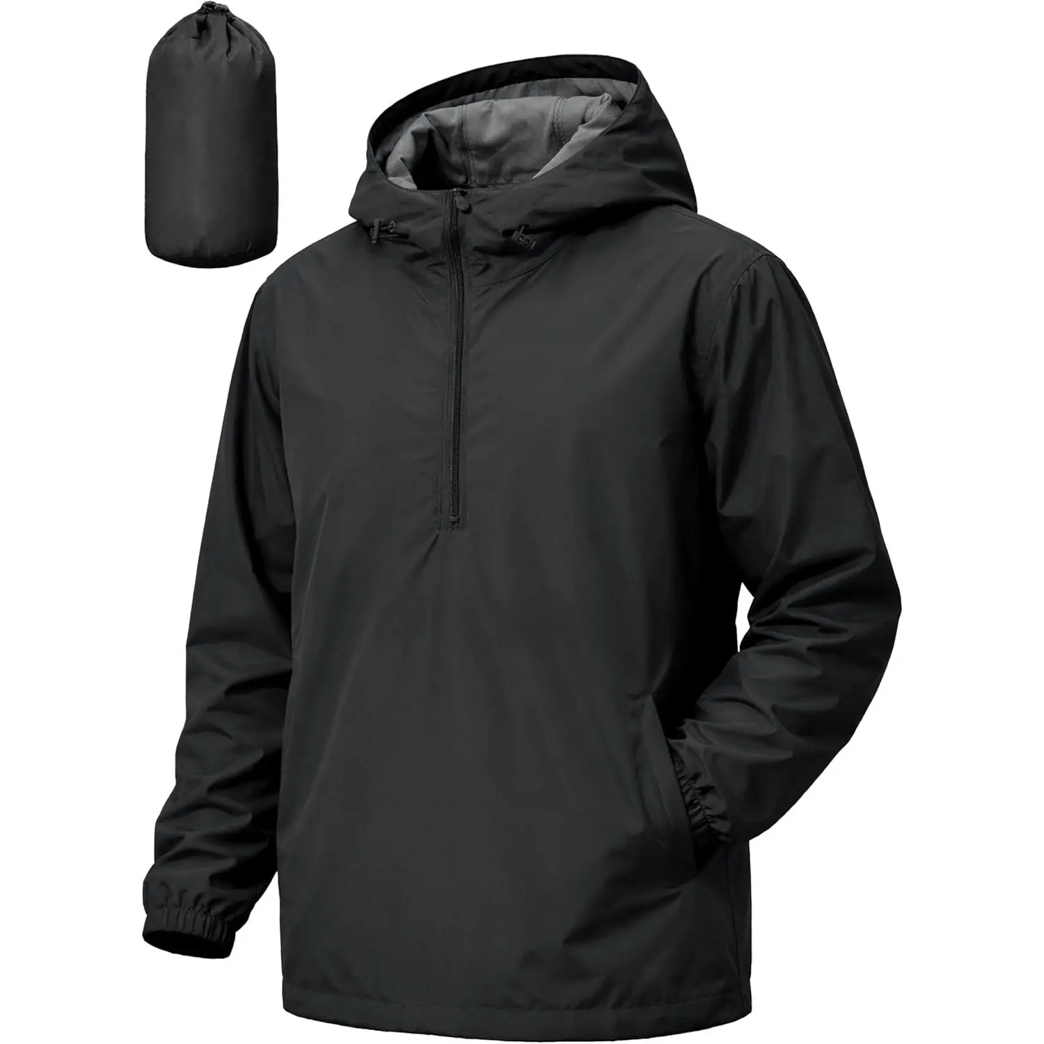 UIQUR Men's Lightweight Packable Waterproof Windbreaker Pullover Rain Jacket - Lightweight Jacket for Outdoor Sports, Cycling, Hiking