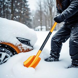 Portable Telescoping Snow Shovel, Foldable Aluminum Alloy Car Snow Shovel with Extendable Handle for Vehicle Recovery, Camping Emergency, Home Use, Portable Ice Scraper