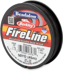 Beadalon FireLine Beading Thread by Berkley, 0.006", Break Strength 6 lb, Smoke, 50 yd
