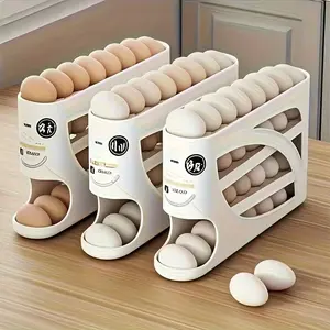 4-Tier Egg Holder - Compact Side Door Design, Holds 30 Eggs, Sleek Glossy Surface, Easy-To-Use Handle, Ideal for Kitchen And Fridge Storage | Contemporary Kitchen Tools | Sturdy Plastic Construction