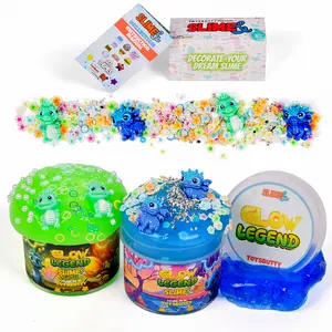 ToysButty 2 Slime Pack Glow in the Dark Slime Kit for Girls Boys, Create with Kids Dragon Theme, Premade Slime Making kit, 8 Slime Accessories, 2 Big Slime charms Putty Set Toy Slime Kits