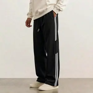 Men's Classic Track Pants with Side Stripes, Retro Style Sweatpants for Casual Wear, Comfortable Joggers with Elastic Waist and Drawstring, Perfect for School, Lounging, and Everyday Outfits