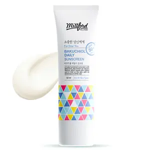 Millford Bakuchiol Daily Sunscreen SPF50+ PA++++ | Lightweight Hydrating Anti-Aging Sun Cream | Daily UV Protection for Sensitive and Oily Skin | No White Cast, Non-Sticky, 50ml