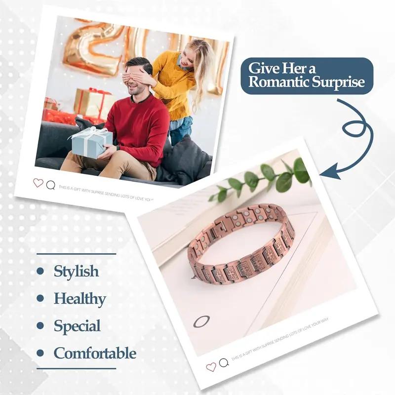 Men's Copper Cross Bracelet Gauss Neodymium Magnets, 99.99% Pure Copper, suitable for gifting to yourself, your loved one, and father,     Wear pure pulsra de cobre pa onbrea djustable copper bracelet for men health magnetic therapy bracel.
