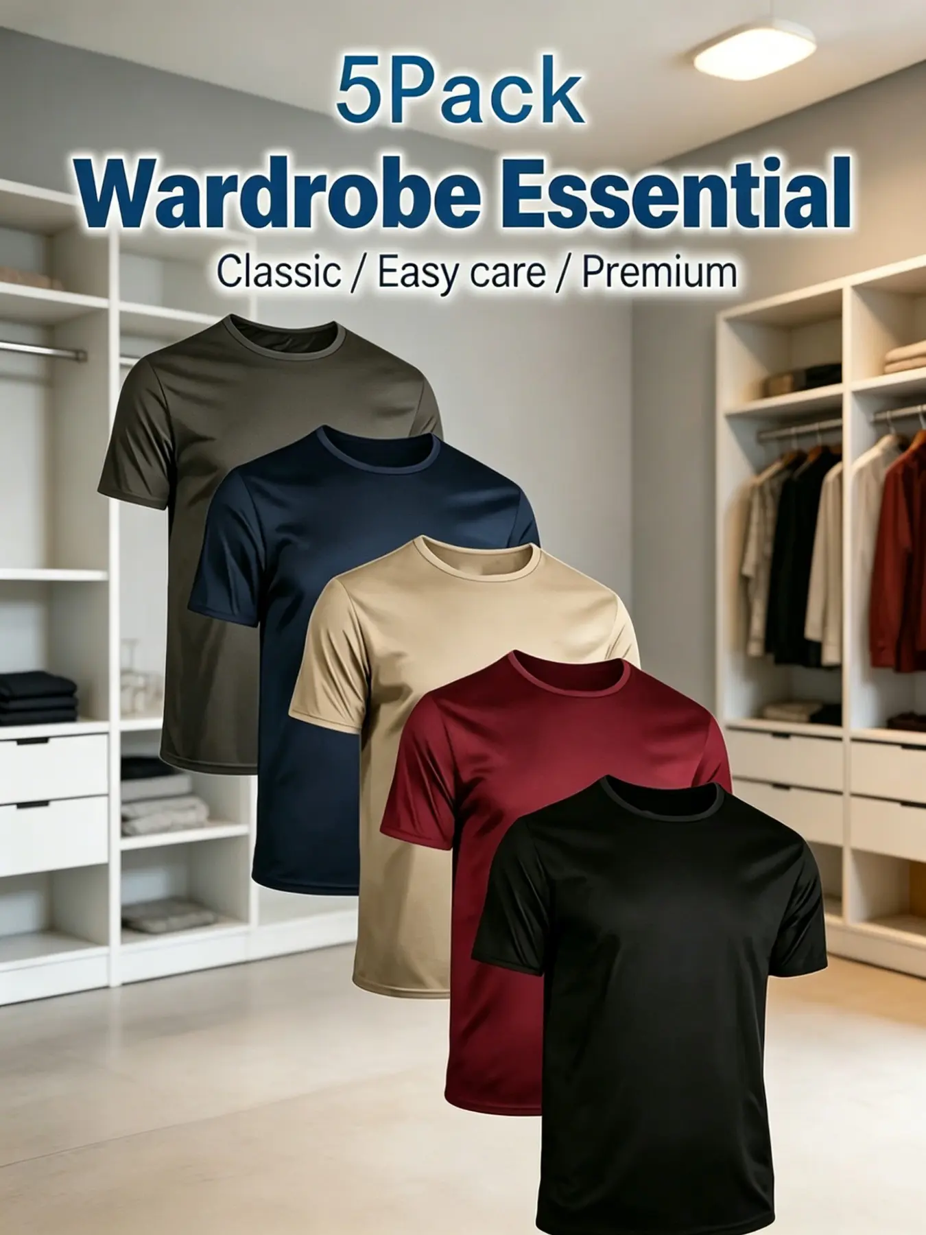 5-Pack Men's Quick-Dry Short Sleeve T-Shirts, Dry Fit Tees, Lightweight Fabric, Round Neck, Casual Summer Wear, Summer Training Clothing, Athletic Shirt, Activewear T Shirts, Fitness Workout Shirt, Ideal for Gifts, Running, Fitness