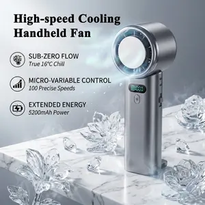 Handheld fan, cooling fan, foldable fan with a large battery and cooling function, 5200mAh battery, stepless speed adjustment from 1 to 100, suitable for outdoor use, offices, kitchens, and other settings, providing rapid cooling and heat dissipation.