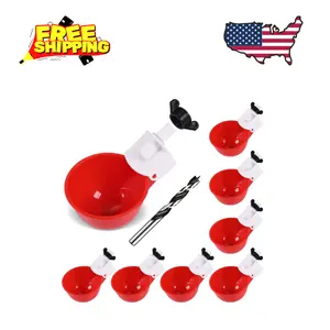 (8 Pack/Red) Automatic Large Chicken Water Feeder Cup with Matching Drill