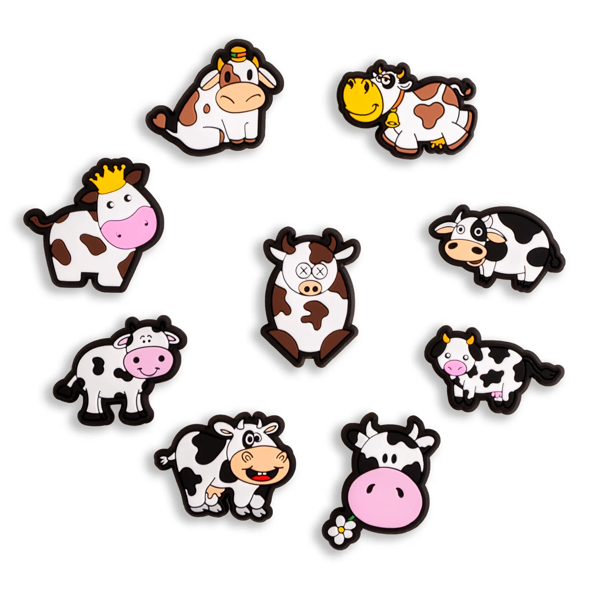 Cow Shoe Charms Dairy Cow 9PCS Shoes Charm PVC Clog Pins Accessories Party Favors Birthday Gifts Holidays Decoration for Boys Men Girl Women