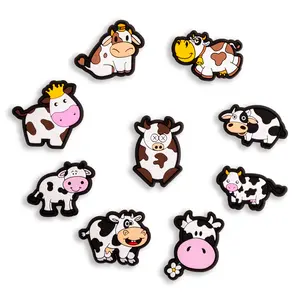 Cow Shoe Charms Dairy Cow 9PCS Shoes Charm PVC Clog Pins Accessories Party Favors Birthday Gifts Holidays Decoration for Boys Men Girl Women