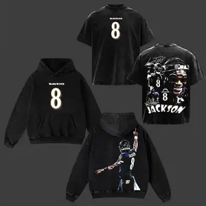 Lamar Jackson 8 Flock Nation Outfit Retro Unisex Acid Washed Hoodie T-Shirt Action Jackson Ravens Fans Outfit Game Day Outfits Gift For Football Fans Football Graphic Tee