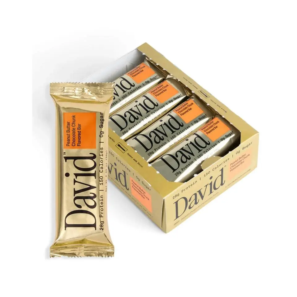 David Bar High Protein Low Sugar Protein Bars 12 Bars Per Box