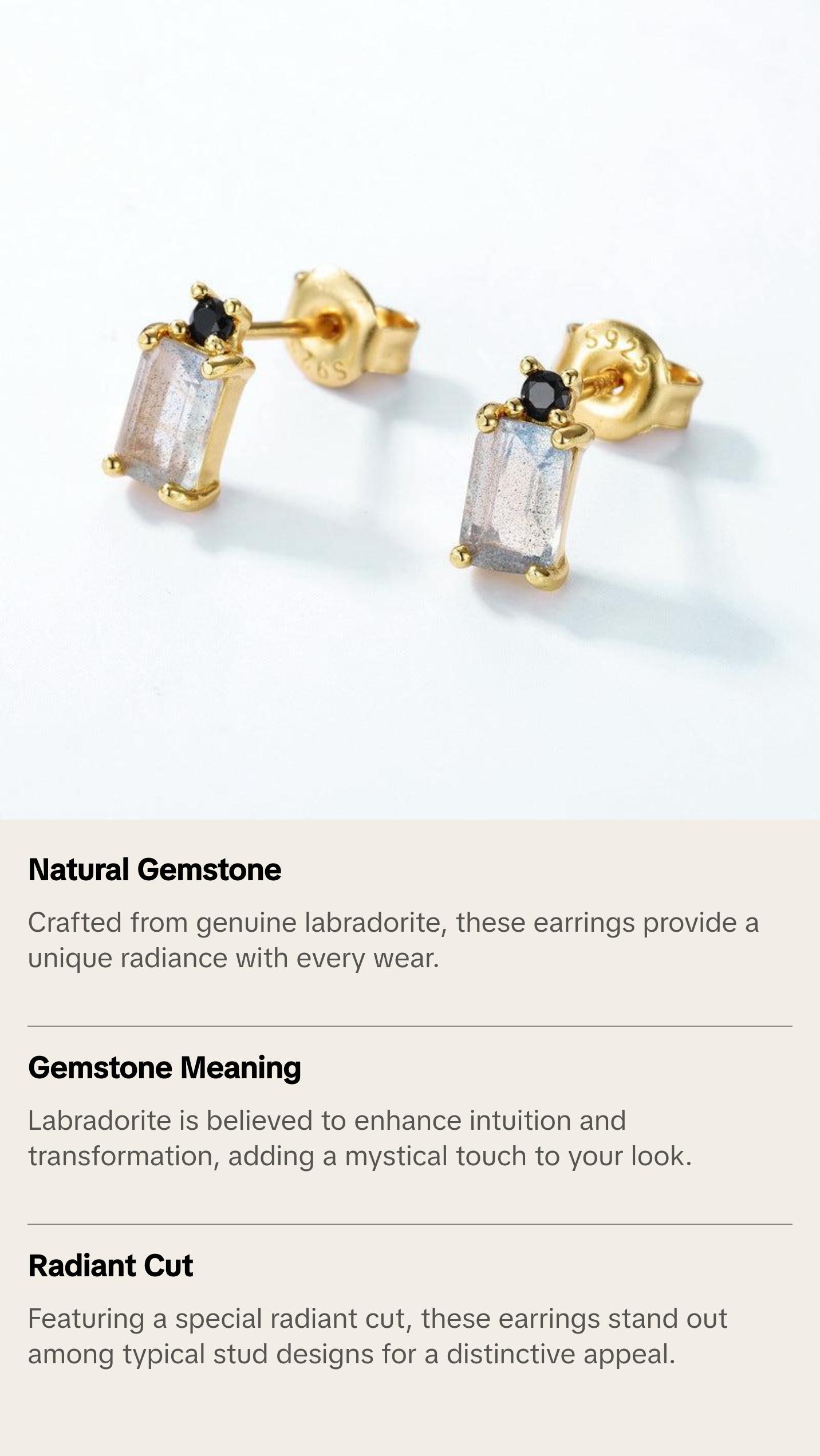 Labradorite Dainty Radiant Stud Earrings