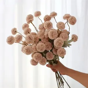 12pcs Style Artificial Snowball Pompom Flowers, Faux Ping Pong Flower Bouquet, Home Decoration for Holidays and Events